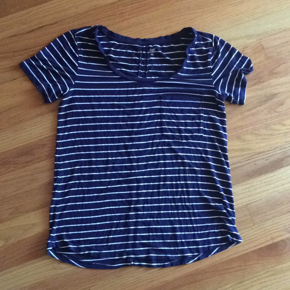 Blue and White Striped T-Shirt Sz XS Relaxed Fit